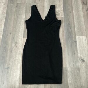 Ribbed black mini bodycon dress